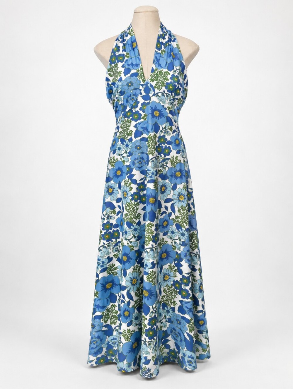 Smith & Quinn Fallon Porcelain Petals Blue Floral Halter Maxi Dress Small - Picture 3 of 9